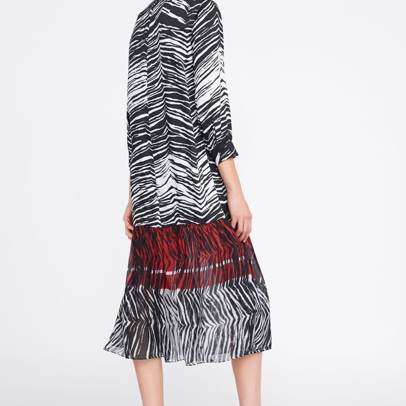 NWT ZARA ANIMAL Zebra PRINT TRIM Summer Fall DRESS - Picture 3 of 8